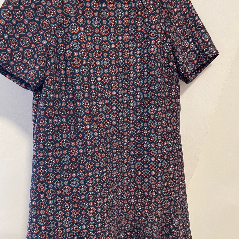 Banana Republic Navy and Red Patterned Dress